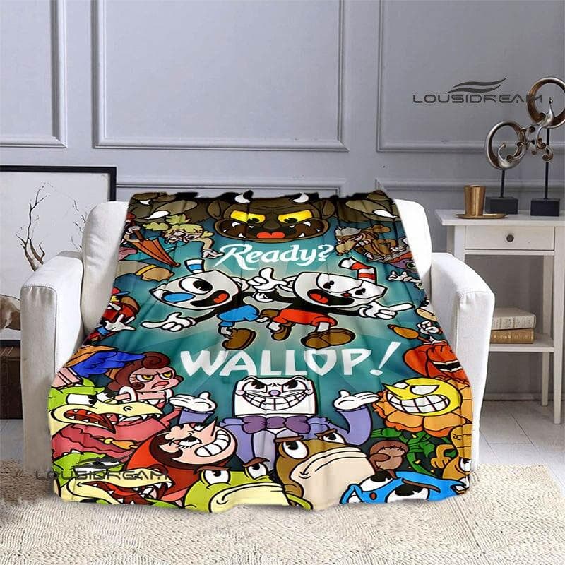 Cuphead Anime Printed Blanket Children's Warm Beautiful Blanket Flannel Soft and Comfortable Blanket Home Travel Birthday Gift 150x200cm
