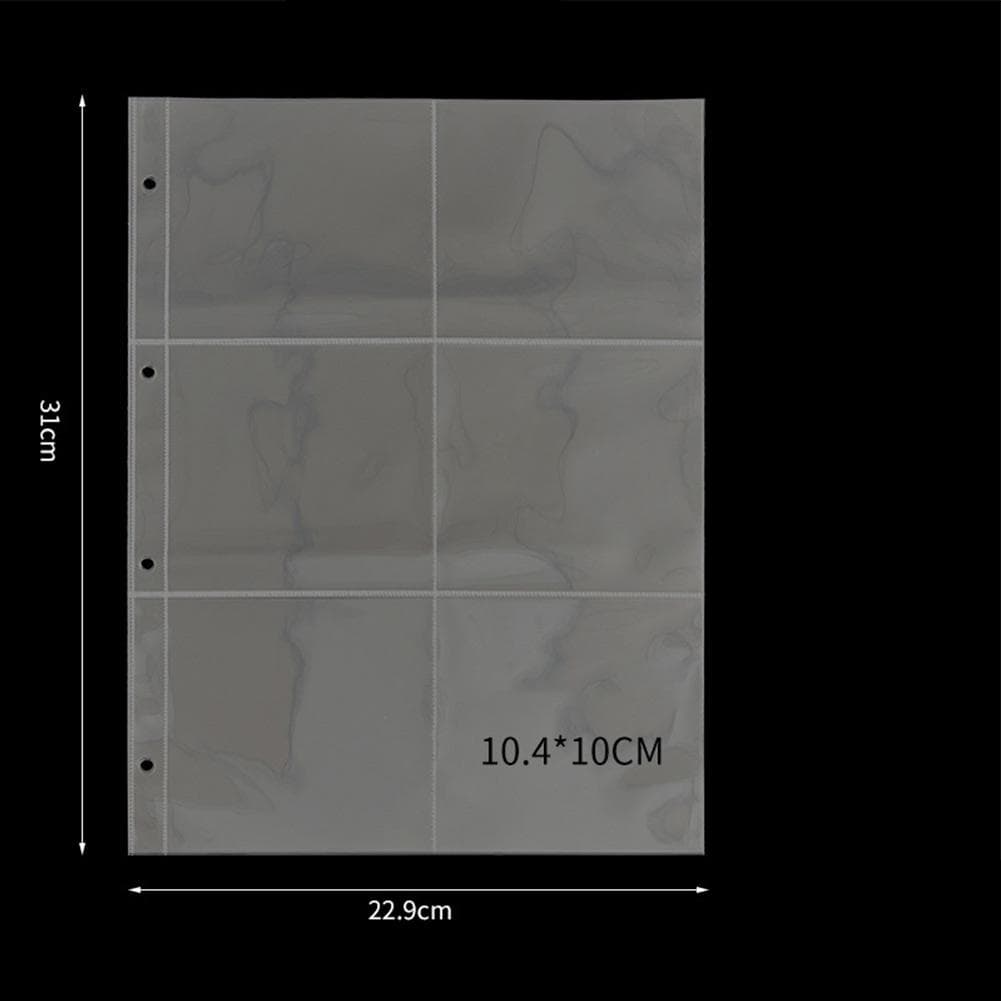 10pcs Binder Sleeves Binder Sleeves Photo Album Binder 6 grid card page
