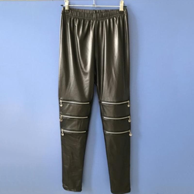 Women Leggings Faux Leather High Quality Slim Leggings Plus Size High Elastic S black