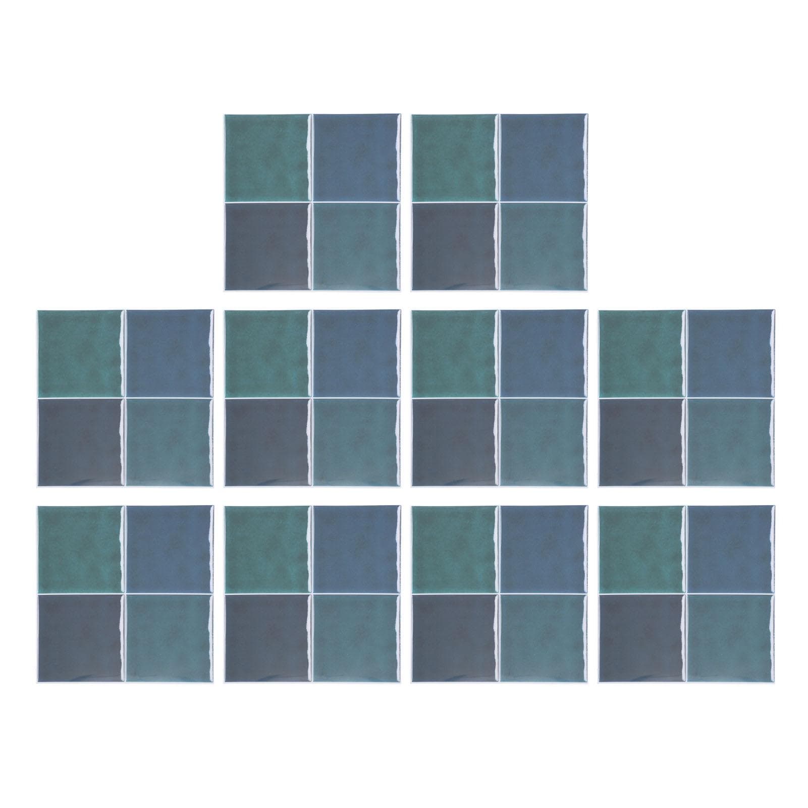 10Pcs European Ceramic Tile Stickers Thickened Crystal Film Square Peel Stick Backsplash Waterproof