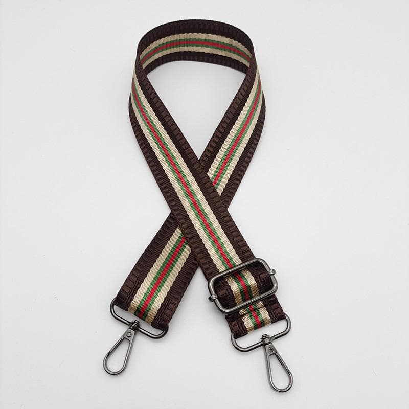 Adjustable Striped Canvas Crossbody Strap for Women's Bags