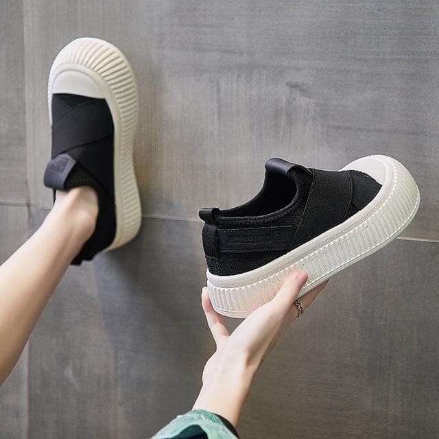 Casual Sneakers Women Summer Sports Running Shoes Woman Comfort Slip-on Flat Sneaker 40 black