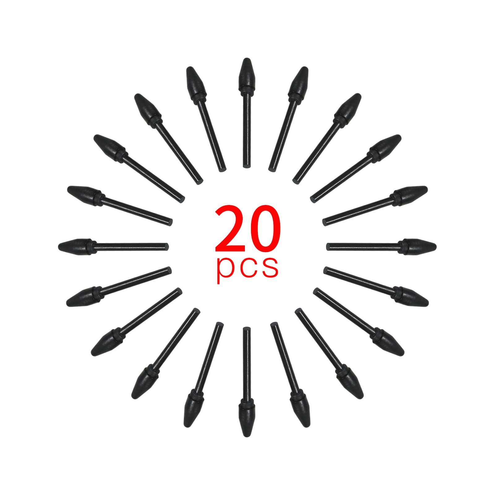 BOSTO 20pcs Replacement Nibs Pen Tips Compatible with All BOSTO Graphic Monitor Drawing Tablet Battery Stylus black