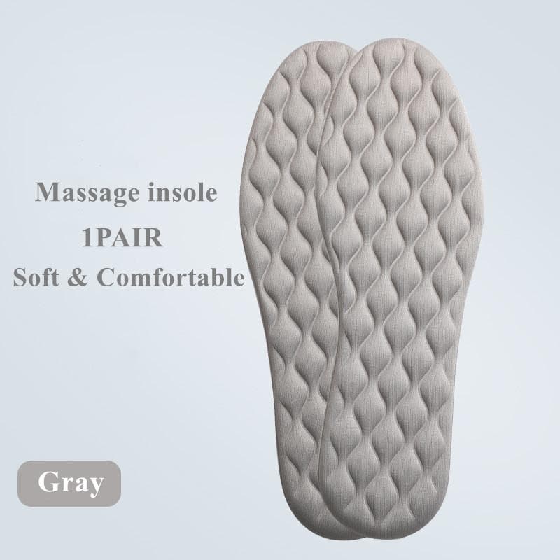 1 Pair Latex Massage Insoles For Shoes Comfortable Breathable Sweat Absorbing Shock Absorption Men Women Shoe Pads 45-46 grey