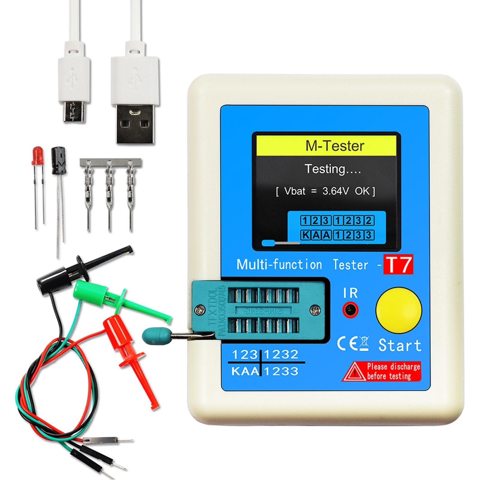 Transistor Meter LCR-T7 Multi-Function Capacitance Resistance Tester Full Color Display Transistor blue
