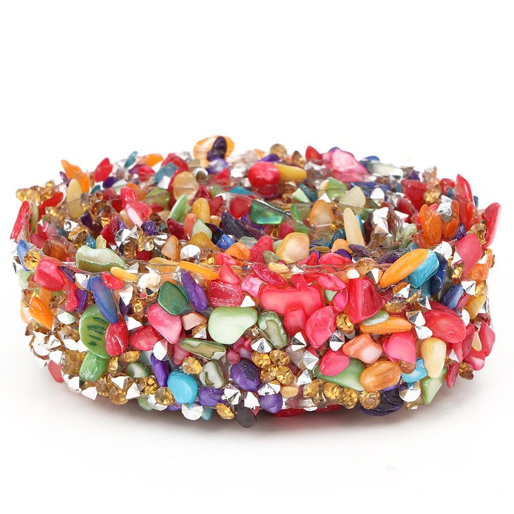1m DIY Shiny Colorful Stone Trim Ribbon Decoration Accessory Crafts Sewing Dress Decor(#01)