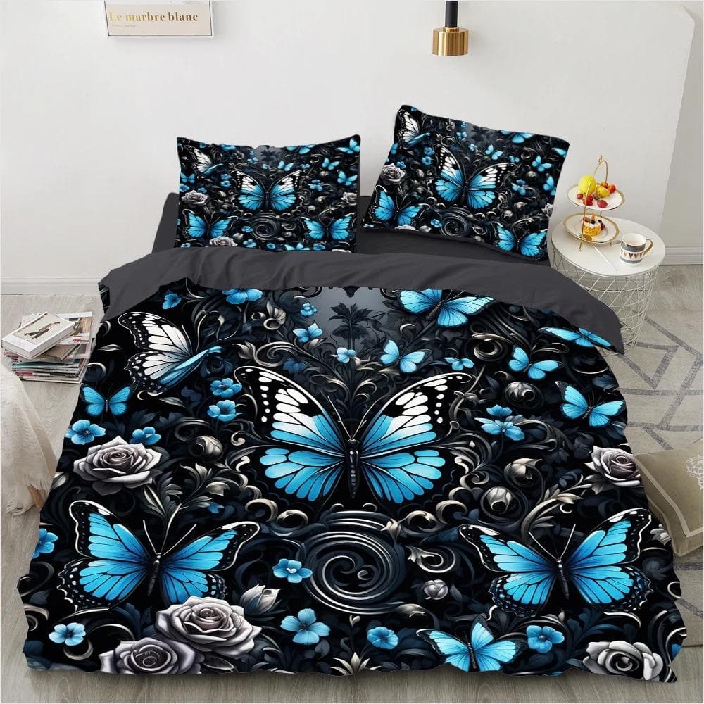 Bedding Sets 3d Duvet Cover Set 23pcs DuvetQuiltComforter Cover sets Bedding Sets bed linen Boho Damask Garden Blue butterfly 70x133cm 2pcs