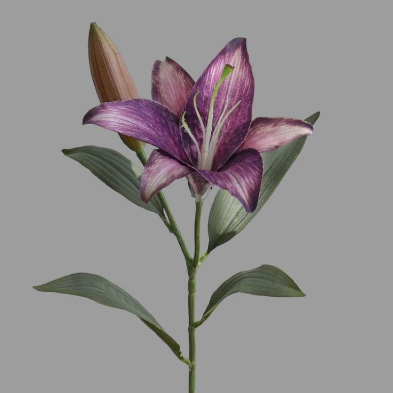5Pcs Artificial Lily Flowers Vintage Lily Flowers Silk Flowers for Home Decor Indoor Floral Arrangement Wedding Party Decor purple
