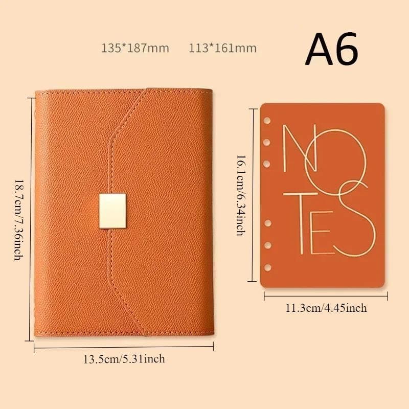 Refillable Notebook A6 Binder Notepad Vintage Premium PU Leather Classic Travel Journal Diary Note Book Office Supplies brown