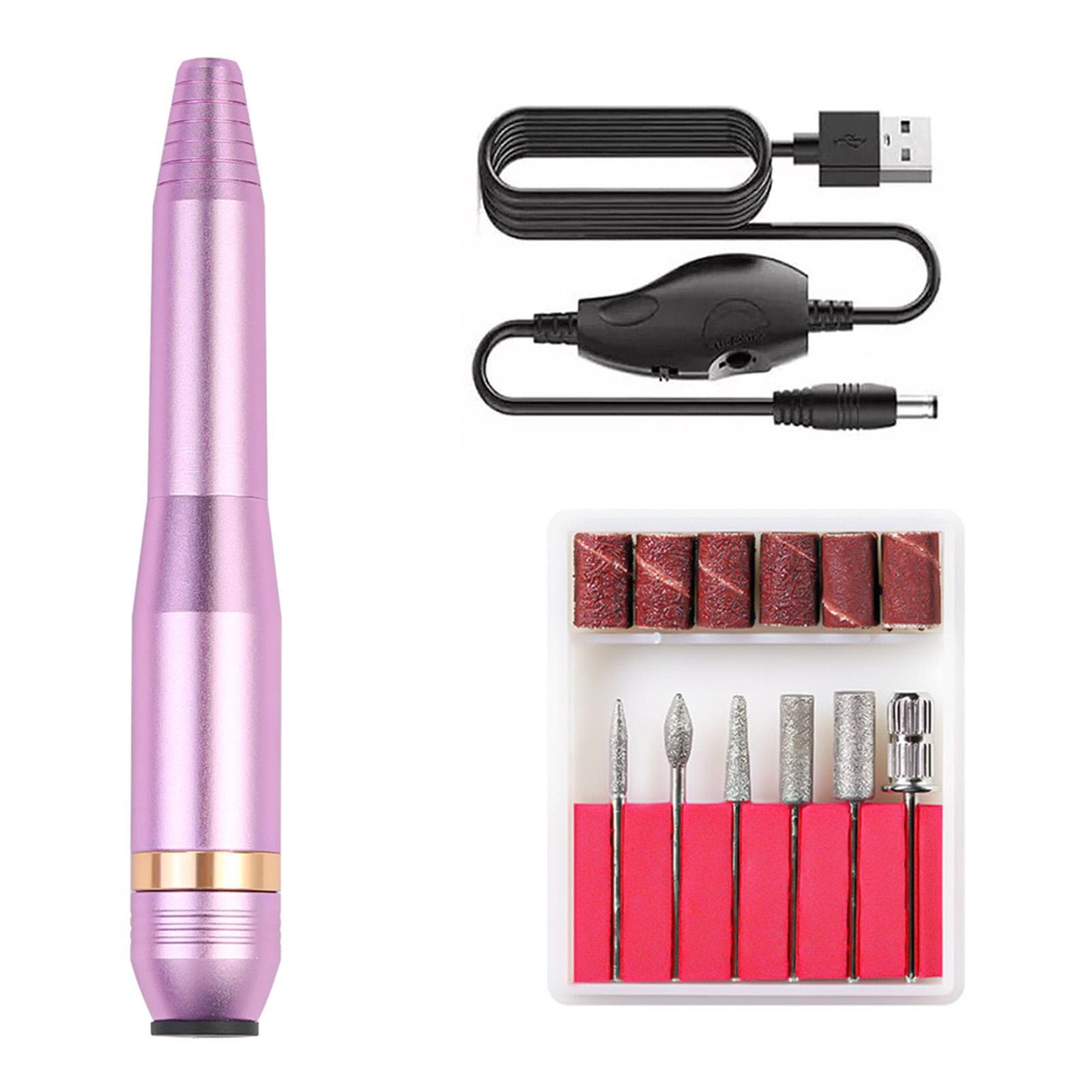 Electric Nail Drill Polish Kit 16000 RPM Nail Drill Pen Manicure Pedicure Machine with 6 Drill Bits Style 2