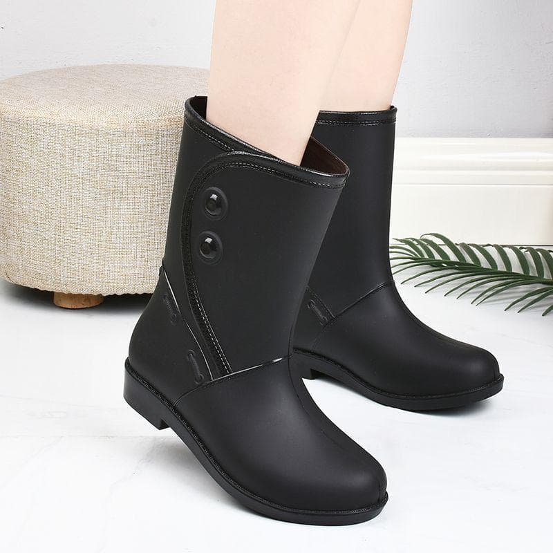 Rain Boots Women's Midsole Fashionable and Non Slip Rain Boots Warm and Cotton Adult Rain Boots Outdoor Water Boots, Kitchen Waterproof Shoes 40