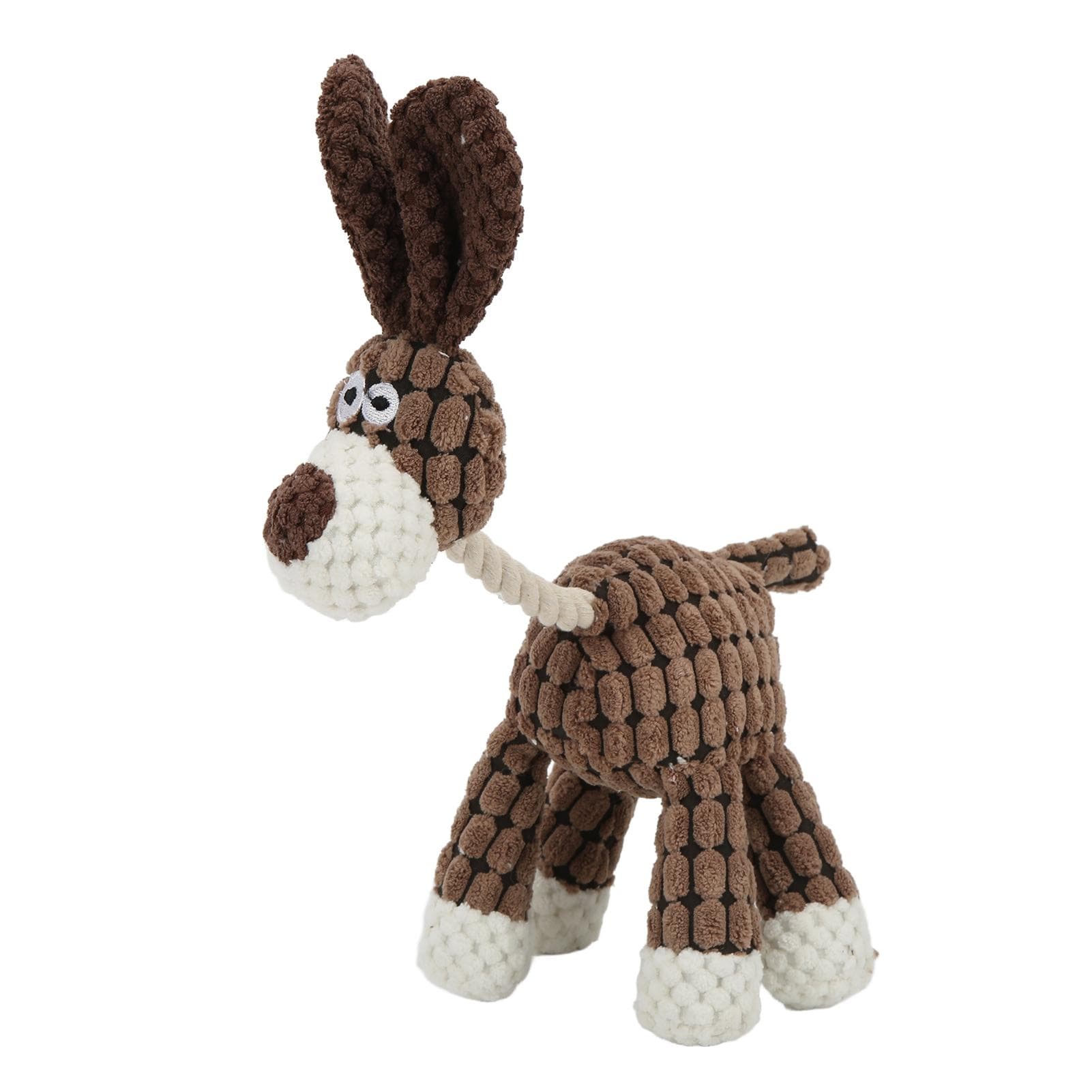 Pet Squeaky Toy Interactive Durable Teeth Cleaning Dog Plush Toy for Small Medium Large DogsBeige brown