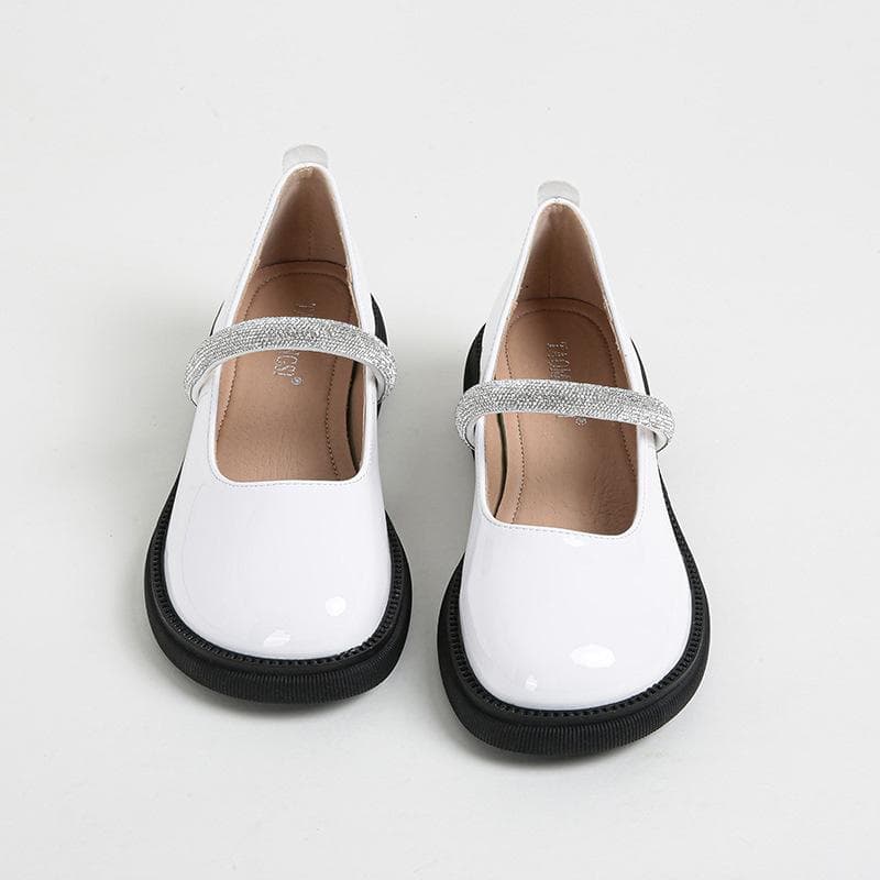 Mary Jane Women's Shoes Patent Leather Chunky Heel Retro Loafers Plus Size Women's Shoes 38 white