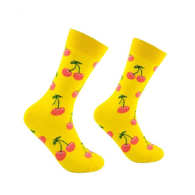 Fashion Socks Women Men Unisex Socks Fruit Pineapple Cherry Cotton Socks Vibrant Street Crew Socks One size