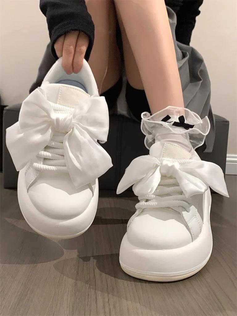Explosive change bow little white shoes 2025 summer new student versatile shoes niche original women's shoes casual board shoes 40 white