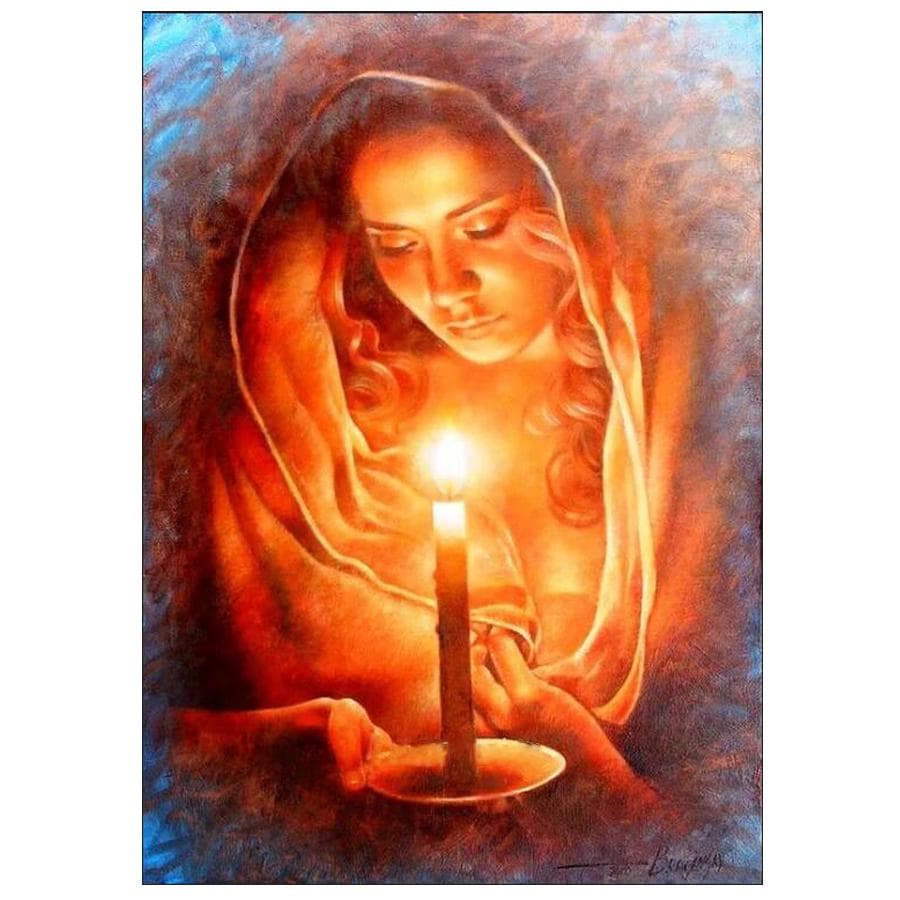 Round Diamond Diamond Painting Candles Woman Embroidery Cross Stitch Rhinestone Mosaic Painting 20X30CM