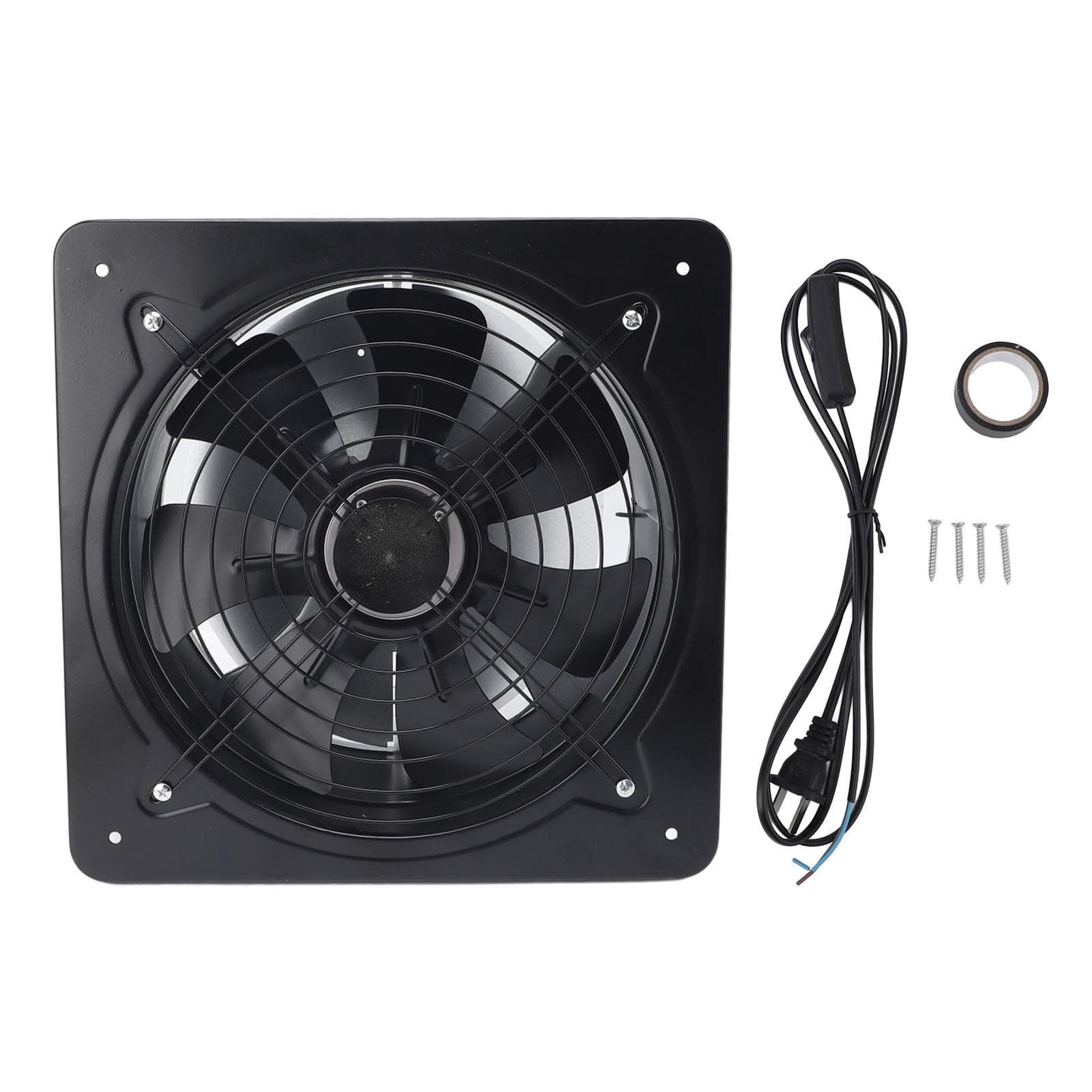 Industrial Air Extractor 12inch Lower Noise Window Ventilation Fan for Kitchen Black