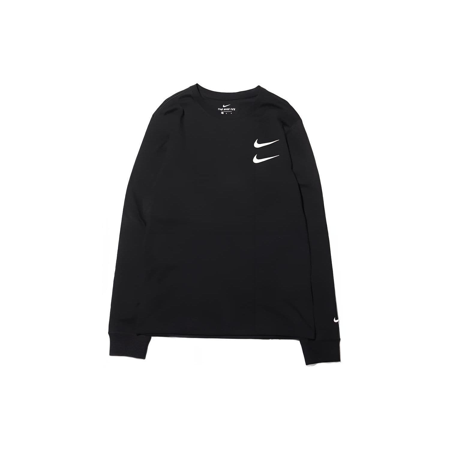 Nike Swoosh Casual Sports Long Sleeve Round Neck T-Shirt Men Tops Black DB6156-010 L