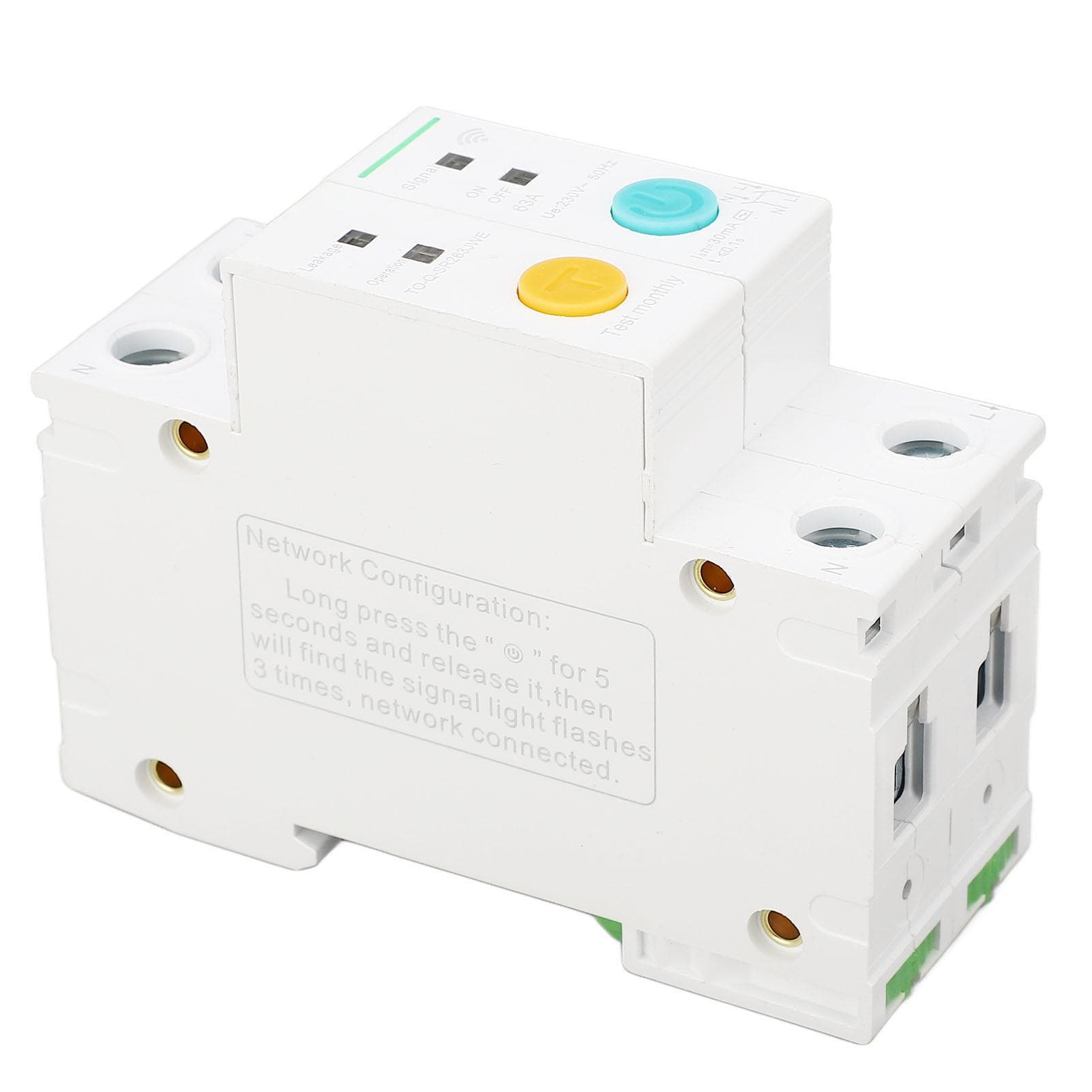WiFi Smart Circuit Breaker 2P Small Switch PA66 32A 230V 30mA Earth Leakage Protection