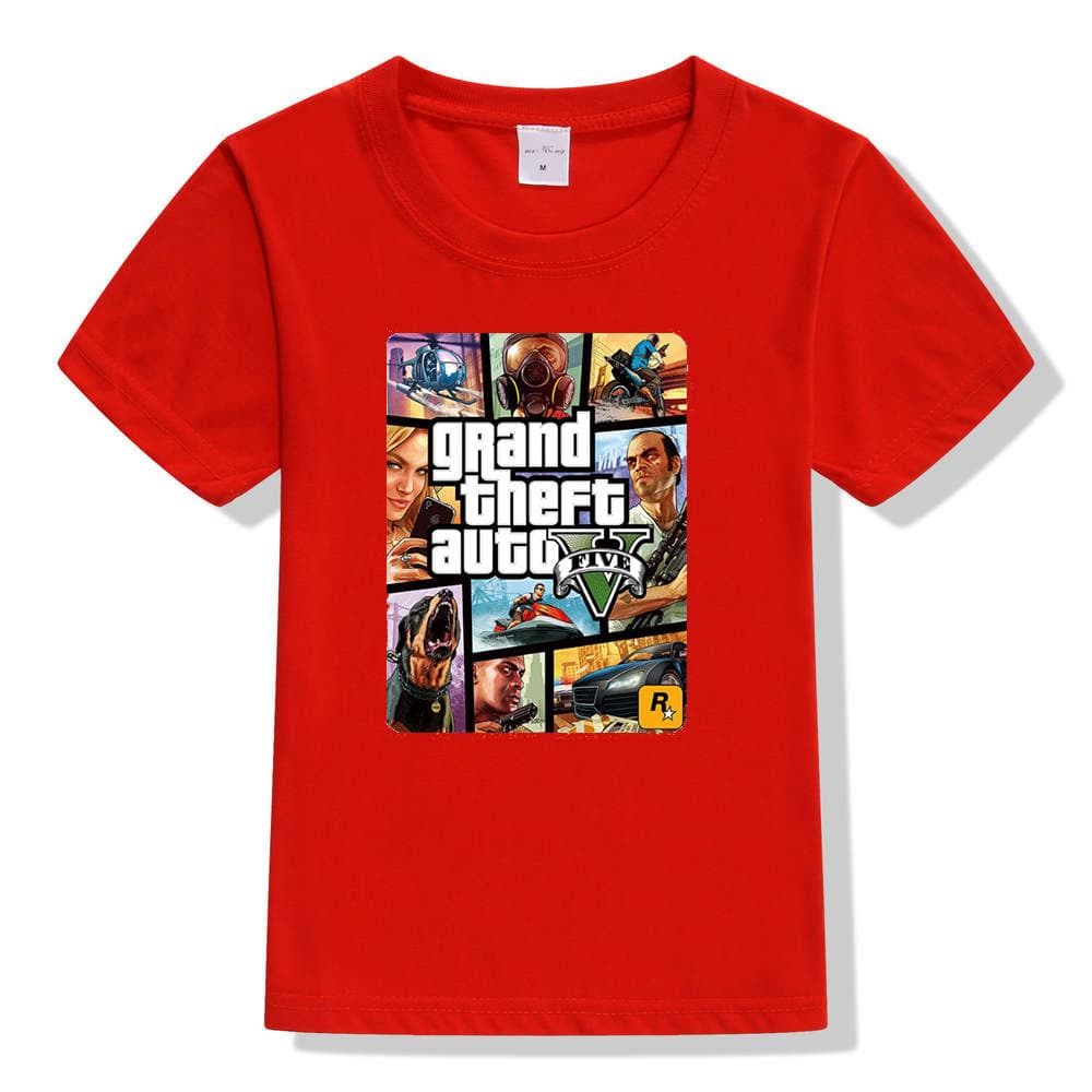 Summer Kids Boys Girls T Shirt 1 gta T-Shirt gta Street Fight Long with gta 5 clothes 8 red