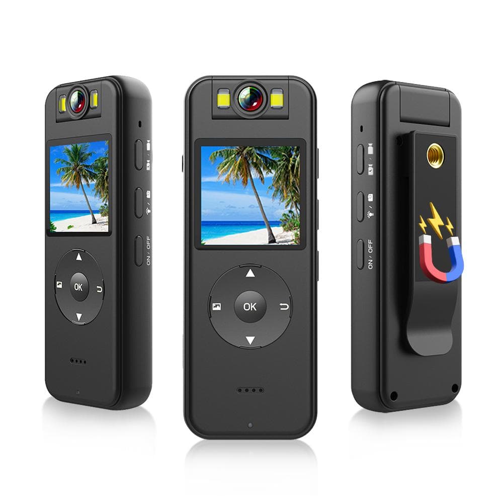 4K WiFi Body Camera with Audio and Video Recording Wearable Body Cam Mini Clip-on Camera Camcorder black
