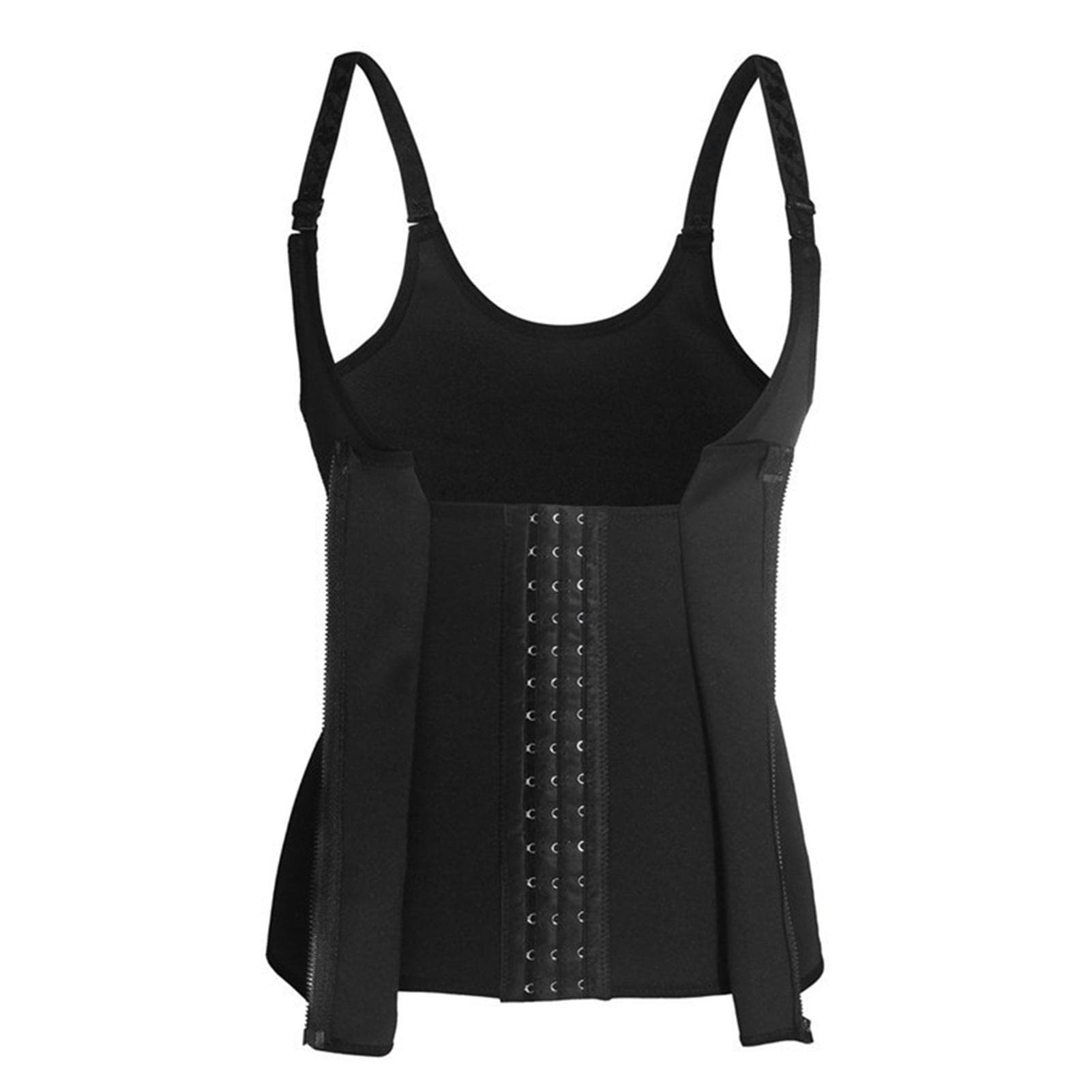 Women s Underbust Corset Waist Training 2 in 1 Multifunctional Zipper Front Corset Tops for Fitness S(for 2-4kg) black