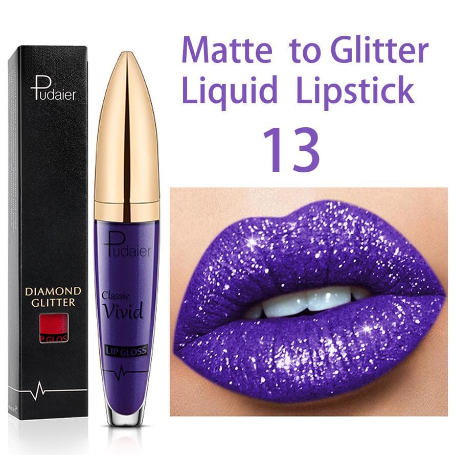 Matte Glitter Liquid Lipsticks Diamond Shiny Lip Gloss Waterproof Long Lasting Pearl Lipgloss Women Lip Tint Makeup Maquillaje 13