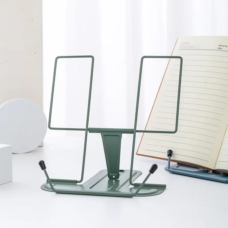 Portable Book Holder Adjustable Reading Rest Recipe Cookbook Stand Cell Phone Stand for Cookbook Textbook Tablet Holder army green