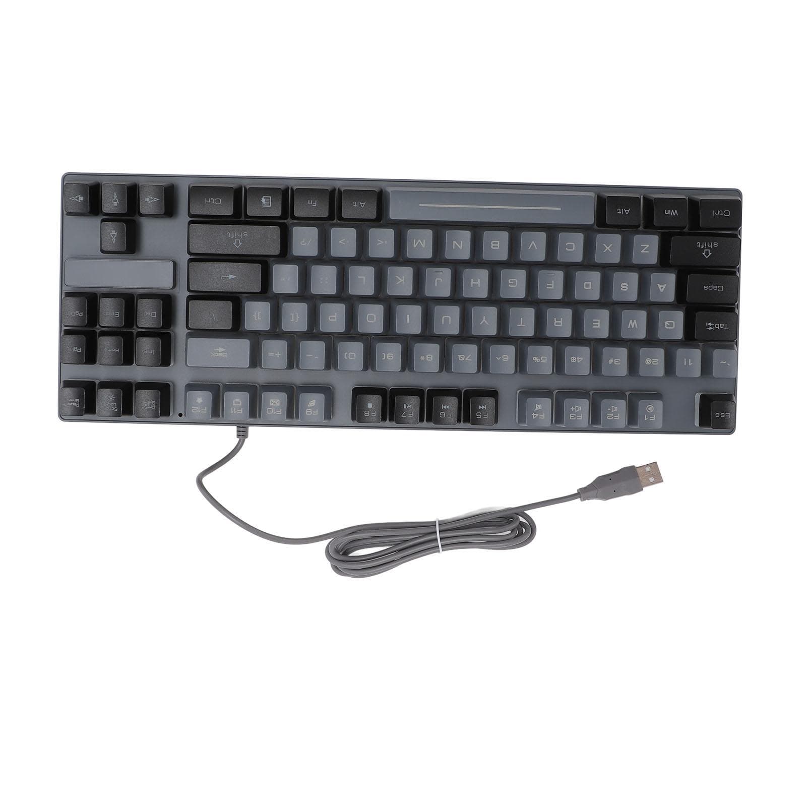 Gaming Keyboard 87 Keys ABS Keycaps RGB Backlit Contrast Color Multimedia Control Wired Keyboard