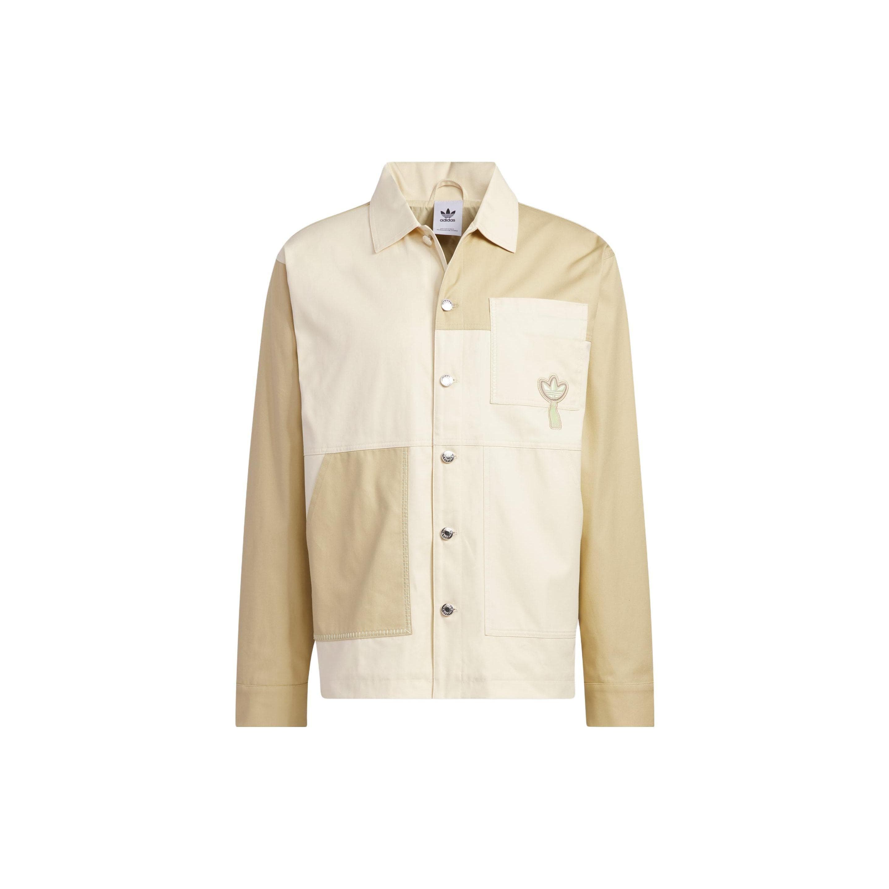 Adidas Originals Essentials Logo Embroidered Print Single-Breasted Lapel Jacket Unisex Jackets Khaki-Brown IK8660 XXL