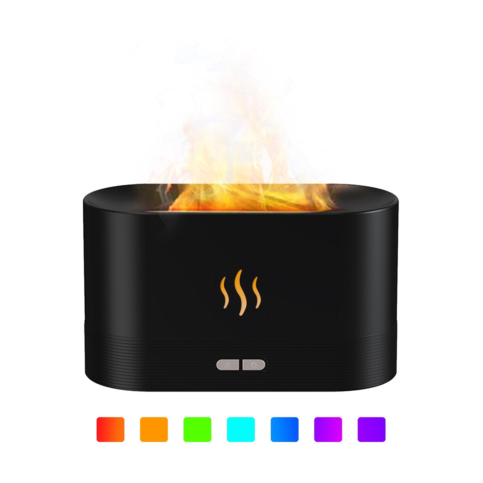 Simulation Flame Mist Humidifier With 7 Color Night Light Aromatherapy Essential Oil Diffuser Quiet black