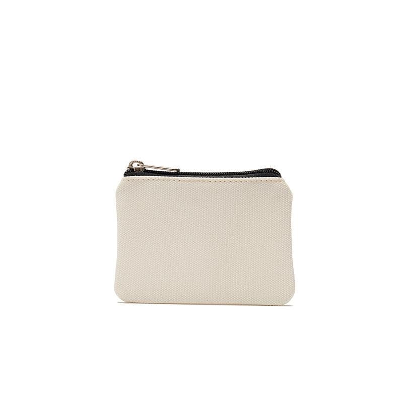 DIY Plain Canvas Cotton Bag Pure Zipper Coin Key Bag Money Pocket Women Men Hand-held Coin Purse Small Wallet Kid white