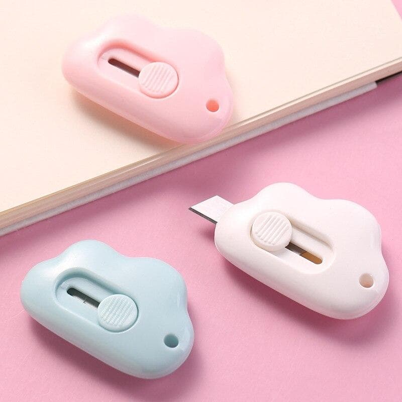 Cute Wind Utility Knife Package Envelope Box Opener Mini Portable Art Knife for Kids Student Stationery School Office Supplies 1pc pink