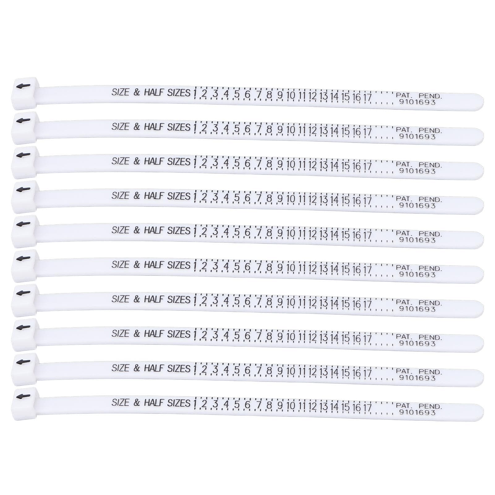 10pcs Ring Gauge Set Clear Accurate Scale Finger Measuring Belt for Jewelry Measurement US Size