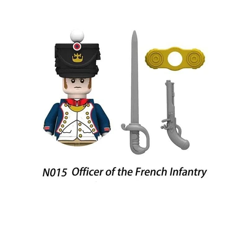 1PCS/Napoleonic Wars Military Soldiers Building Blocks WW2 Figures French British Fusilier Rifles Weapons Toys For Kids