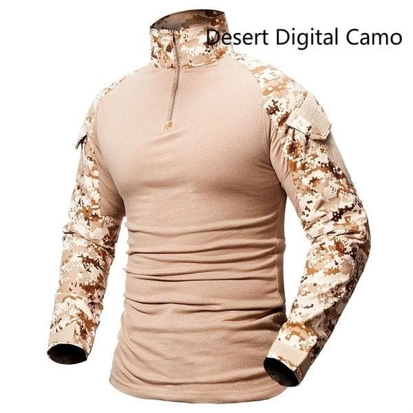 Men Tactical Shirt Outdoor Wear-resistant Camouflage T-Shirts Male Military Long Sleeve Shirts Camping Hiking Tops Army Combat Shirts M