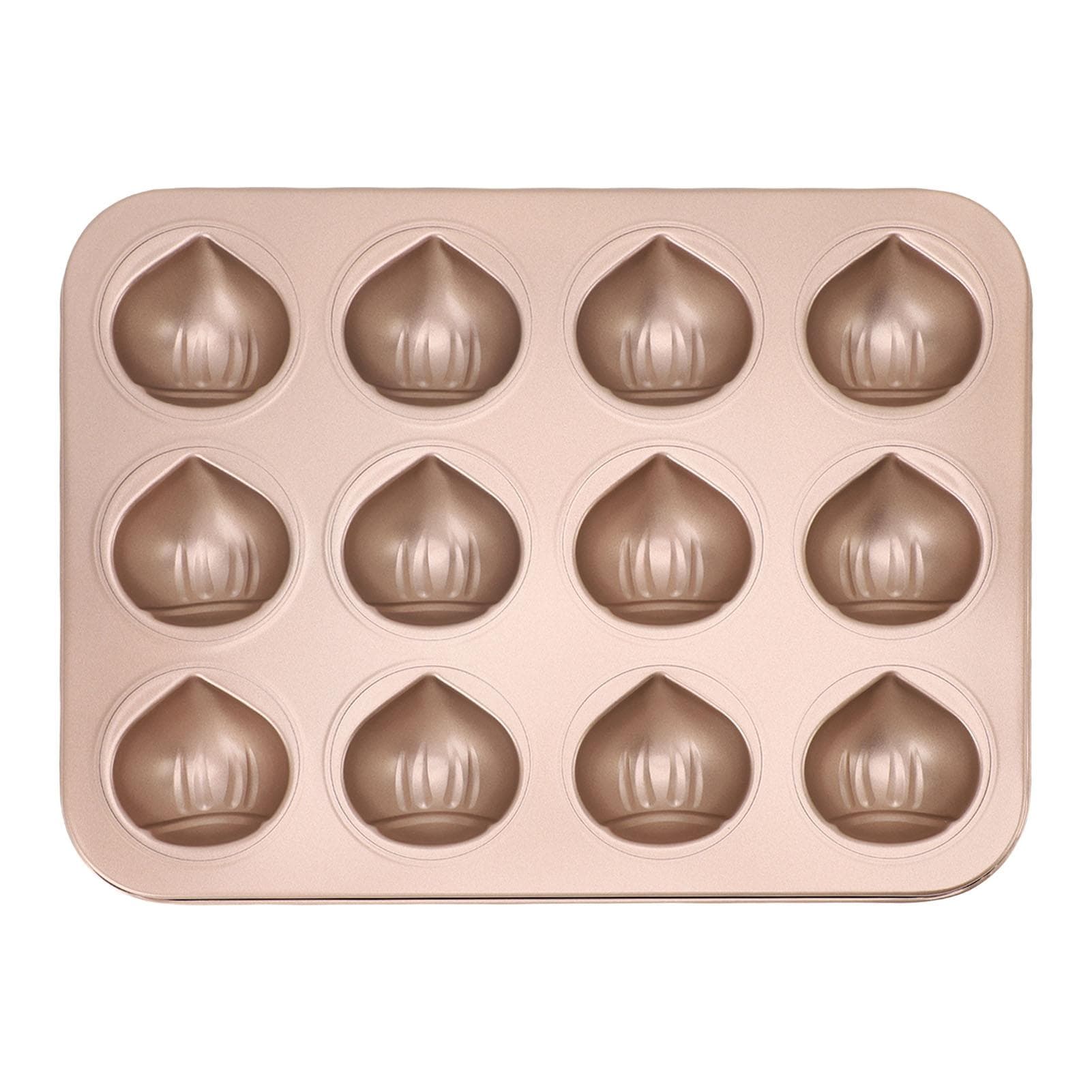 Chestnut Shaped Muffin Cake Pan 12 Hole Antistick Carbon Steel Easy Cleanup Chocolate Pan for