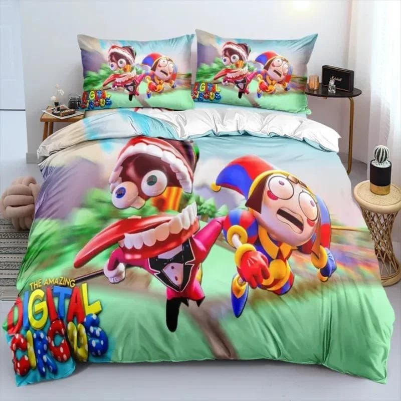 THE AMAZING DIGITAL CIRCUS Cartoon Bedding Set Double Twin King Duvet Cover Comforter Pillowcase Boys Girls Adults Bedroom 228x228cm 3pcs