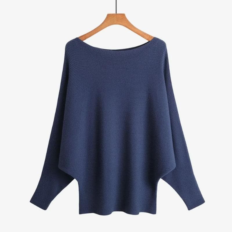 Autumn Batwing Long Sleeve Knitted Sweater Casual Slash Neck Solid Warm Pullover Fashion 18 Colors Loose Jumpers Tops 29626 One Size malachite