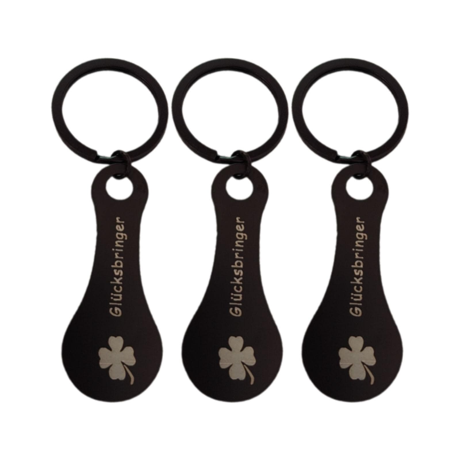 Fashionable Stainless Steel Shopping Trolley Keyring 3 Pcs Removable Coin Decoration and Luck Charm Pendant Accessory black