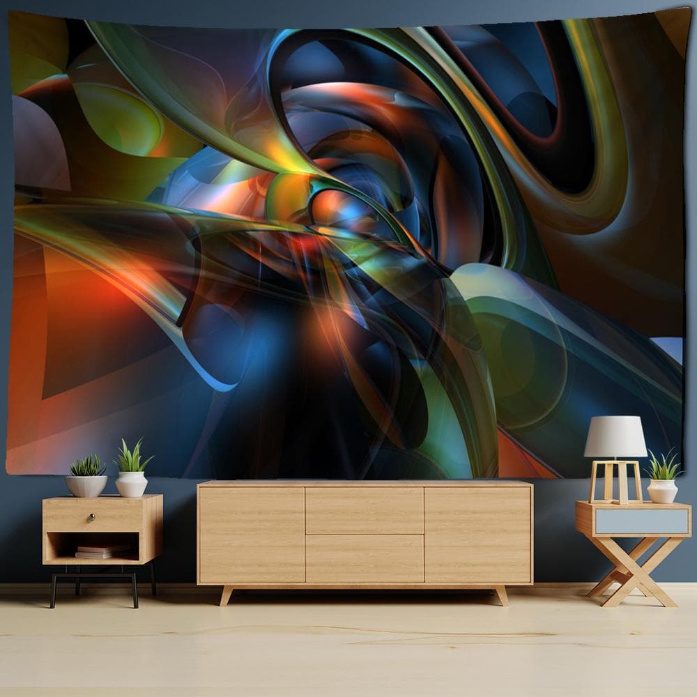 Three Dimensional Space-time Tunnel Tapestry Wall Hanging Geometric Lines Hippie Bohemian Magic Mysterious Living Room Decor 95x70CM