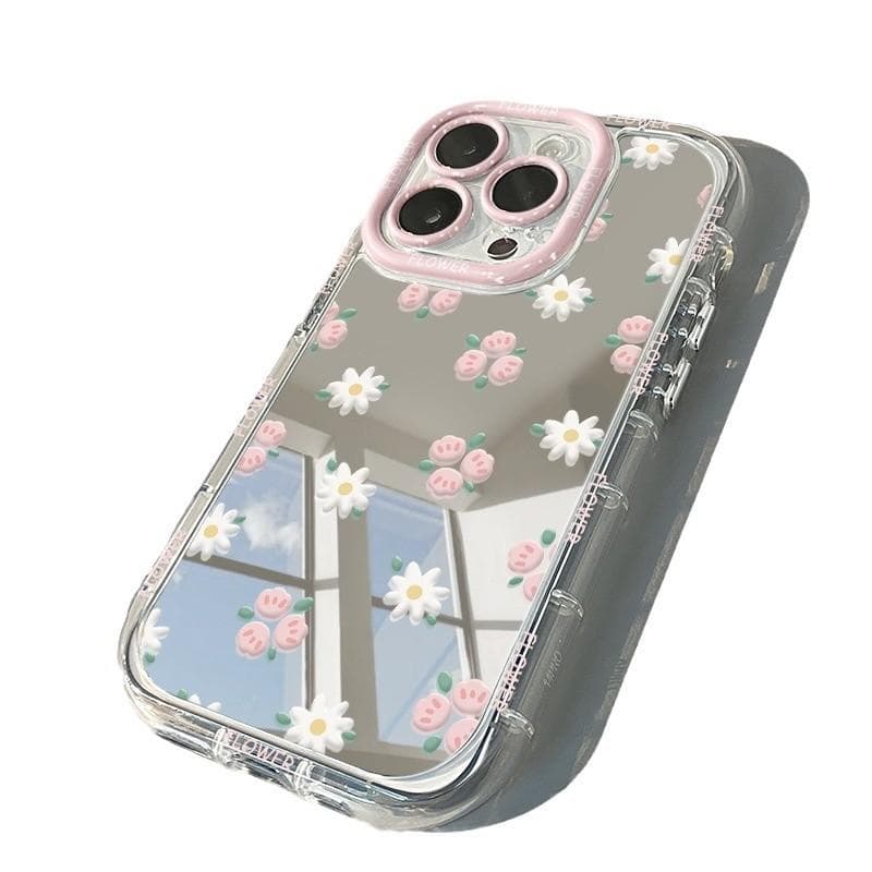 Ins Flowers Applicable To IPhone15promax Mobile Case Apple 16 Cream Shell 12 Niche Creative 11 Mirror X iPhone 13mini