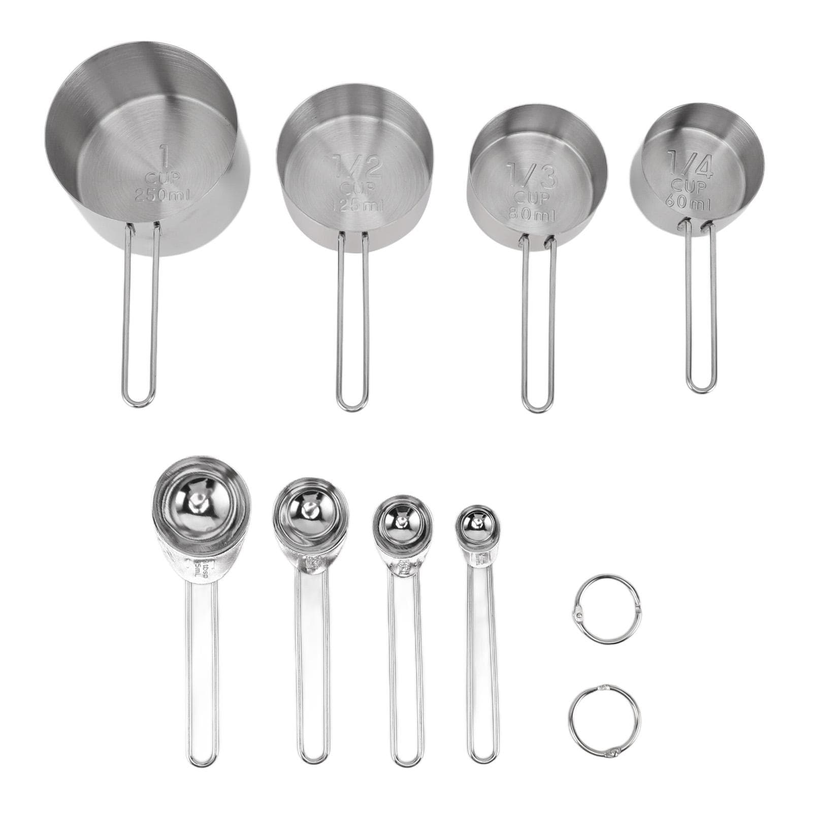 8Pcs Stainless Steel Measuring Cups and Spoons with Handles Stackable Kitchen Cooking Baking