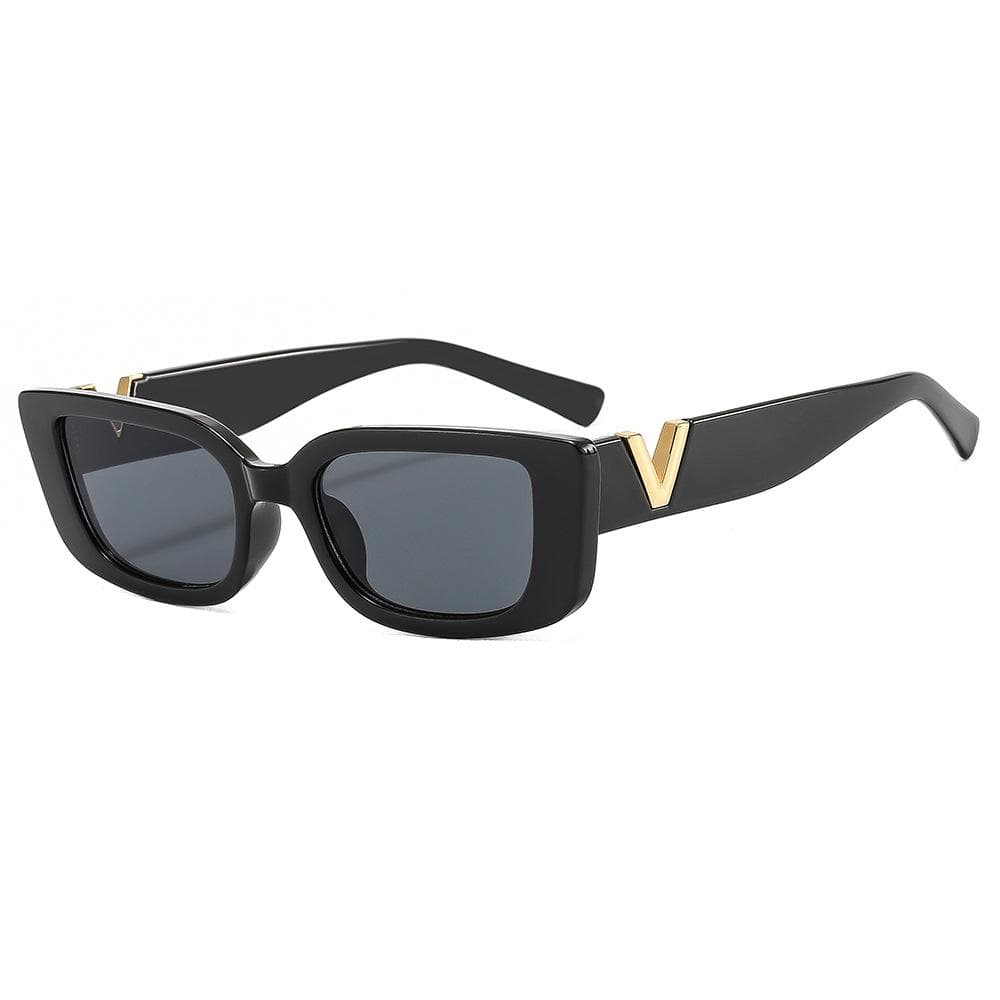 Fashion Cat Eye Sunglasses Luxury V Sun Glasses For Women UV400 Protection Classic Rectangle Driving Eyewear black
