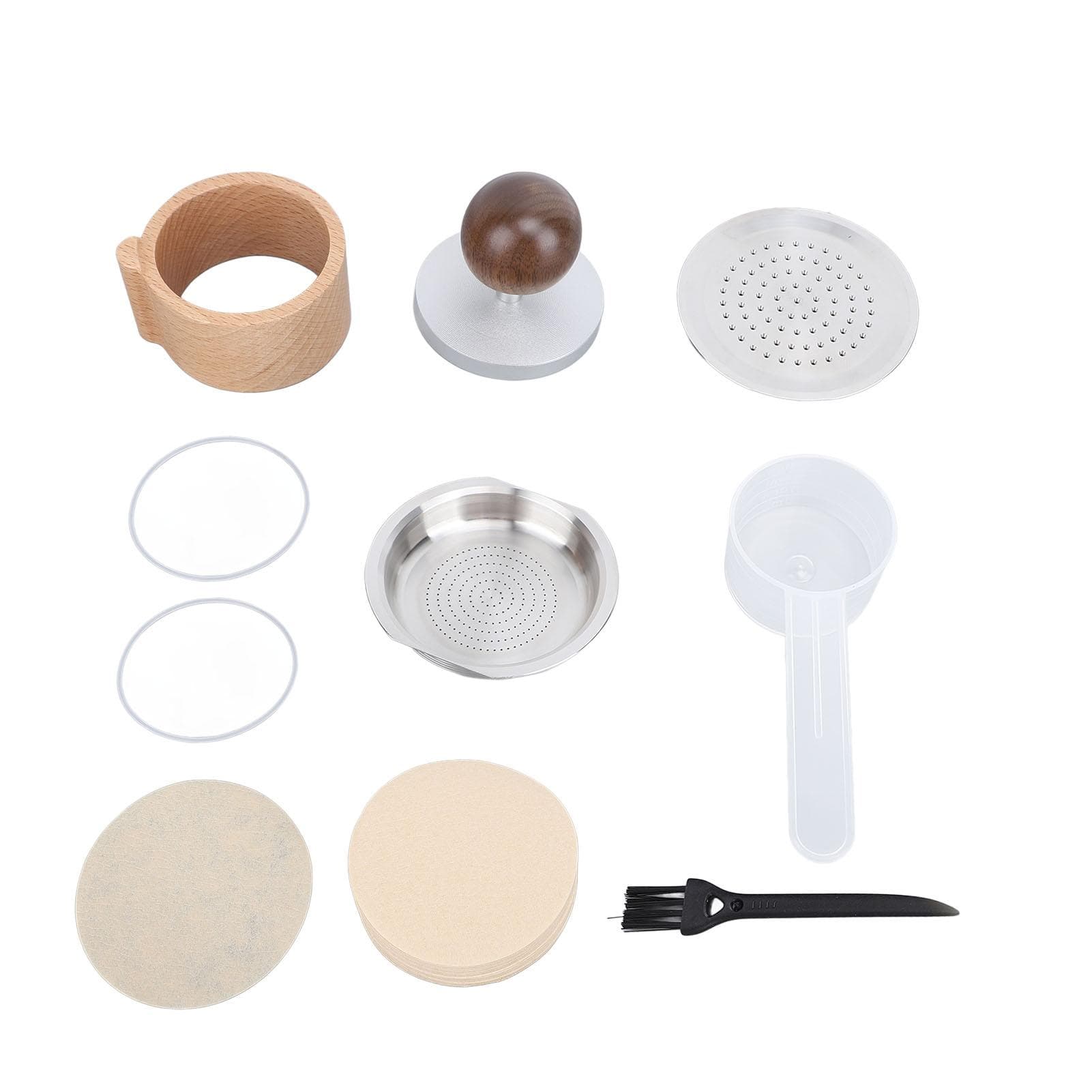 Reusable Coffee Capsule Stainless Steel Refillable Coffee Filter Pod with Tamper Brush and Spoon L