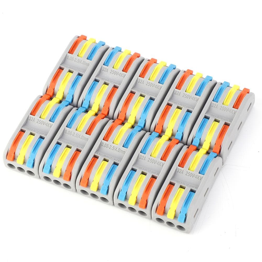 10pcs PCT33 Fast Wiring Connector 3in 3out Electrical Cable Docking TerminalColorful