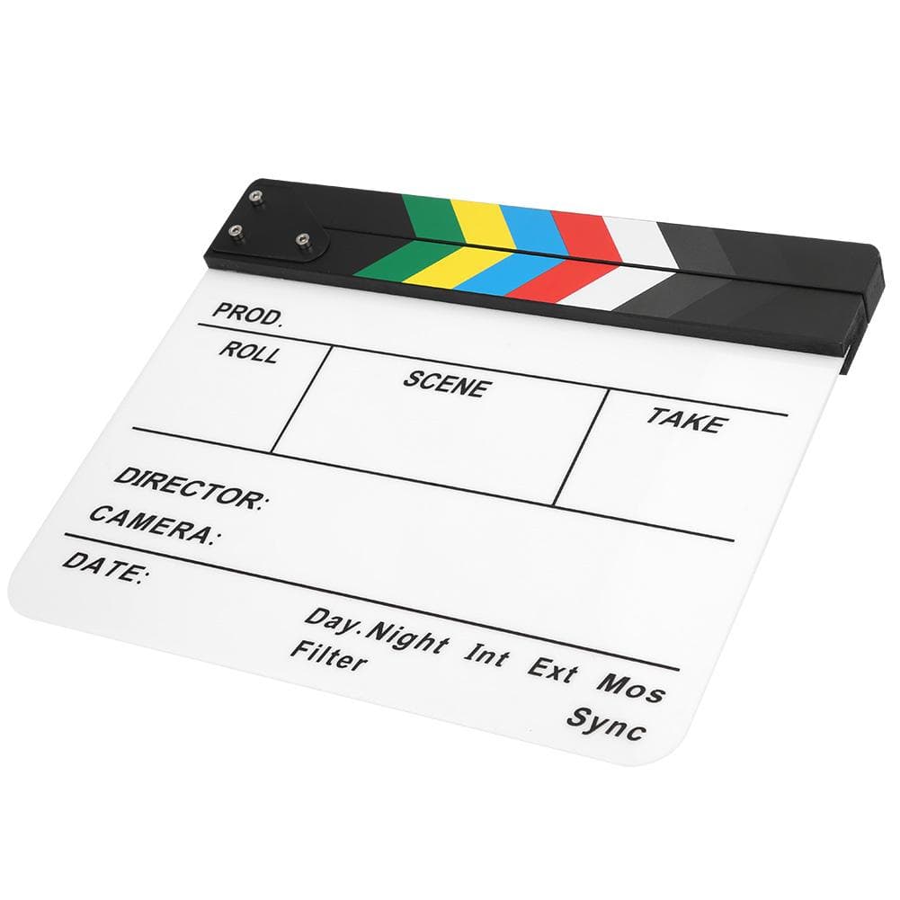 30x25CM Film Clapperboard Acrylic Clapstick Photography Props Director Board Tool(Colorful striped