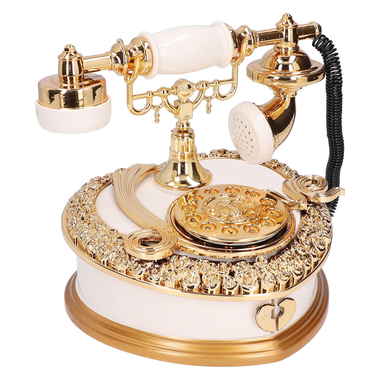 Heart Shaped Retro Telephone Music Box Creative Music Jewelry Box Ornaments for Girls Birthday Gift