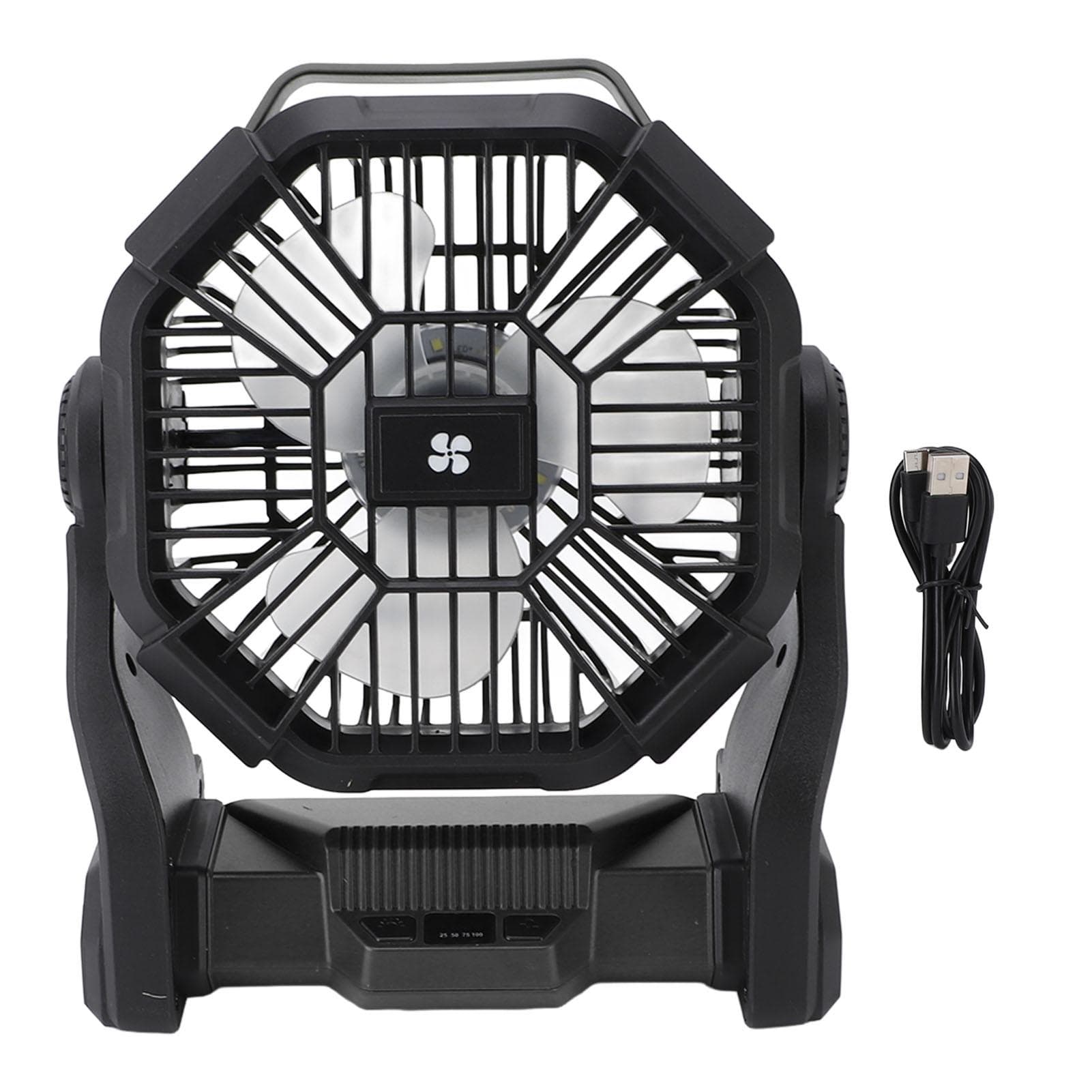 Outdoor Camping Fan Professional Efficient USB Rechargeable Tent Fan Camping Fan with LED Lantern