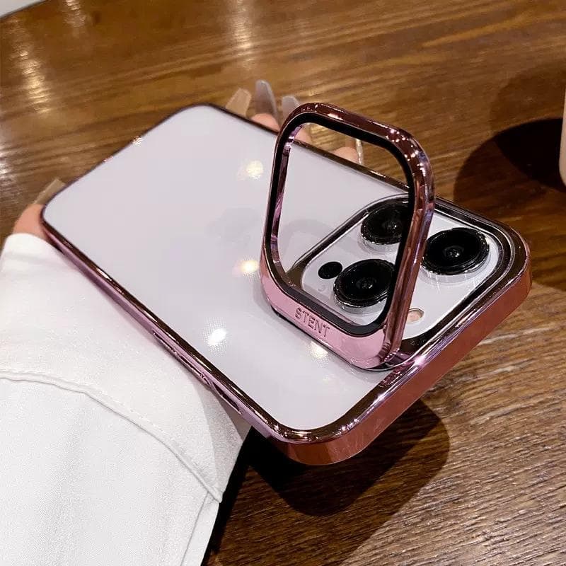 Hidden Lens Holder, Suitable for IPhone 15Pro Phone Case, IPhone14 Full Cover Lens 13 Transparent Protective Case iPhone15plus pink